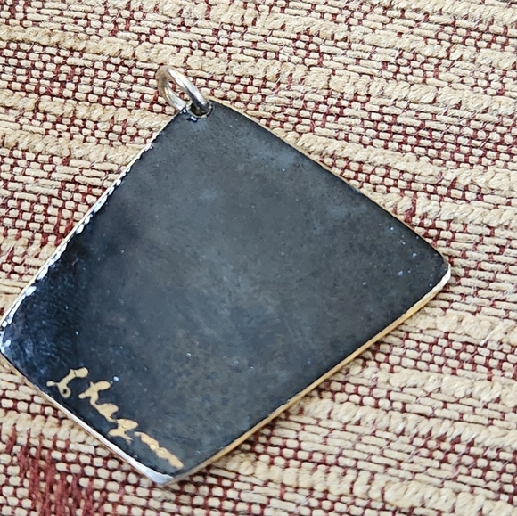 Geometric Enamel Pendant with Multicolor Design - Picture 3 of 5